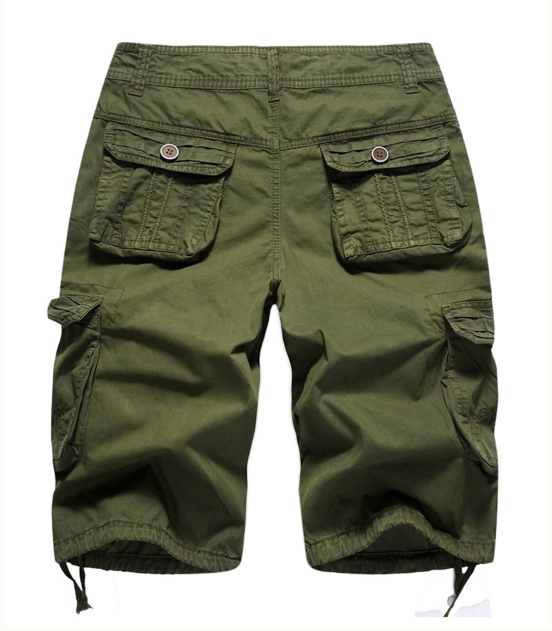 FOURSTEEDS Women's Casual Fitted Multi-Pockets Camouflage Twill Bermuda Cargo Shorts Army Green US 6 - Image 2